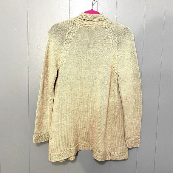 J. McLaughlin Tan Chunky 100% Merino Wool Open Front Cozy Classic Cardigan S - Picture 6 of 7